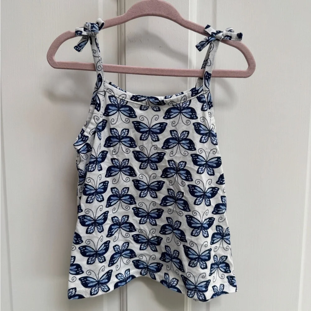 NWOT The Children's Place 2T Girls Blue & White Butterfly Print Cami Top Blouse